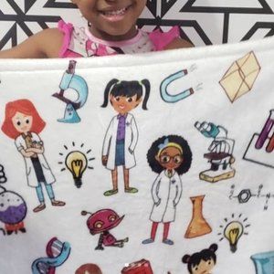 Ultra - Plush Blanket with (1) Bib Bundle for Girls - Future Doctor Scientists